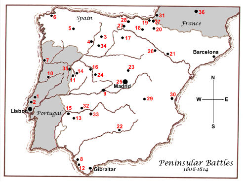 Map of Peninsular War Battles