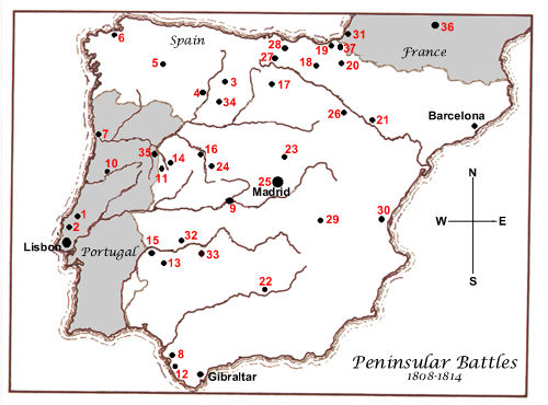 Map of Peninsular War Battles