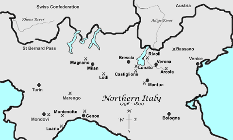 Map of Napoleonic Battles in Italy